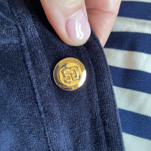 ST.JOHN SPORT by Marie Gray Cotton Blend Velvet Jacket Gold-Buttons Blue Sz.M - Picture 11 of 11